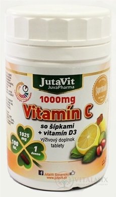 JutaVit Vitamín C 1000 mg so šípkami + vitamín D3 tbl 1x100 ks