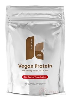 kompava VEGAN PROTEIN prášok, 100% rastlinný proteín, čokoláda a pomaranč, 1x525 g