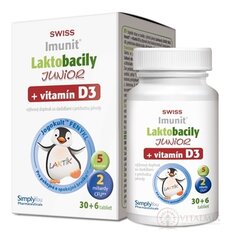Laktobacily JUNIOR SWISS Imunit + vitamín D3 tbl 30+6 zadarmo (36 ks)