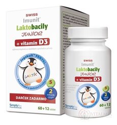 Laktobacily JUNIOR SWISS Imunit + vitamín D3 tbl 60+12 zadarmo (72 ks)