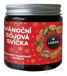 LEROS VIANOČNÁ SÓJOVA SVIEČKA vonná sviečka s vôňou červeného pomaranča & škorice 1x120 ml