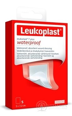 LEUKOPLAST LEUKOMED T PLUS absorpčná náplasť na rany, vodeodolná, 5x7,2 cm, 1x5 ks