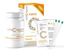 LIPO C ASKOR FORTE cps 120 ks - vitamín C s lipozomálnym vstrebávaním + testovacie prúžky, 1x1 set