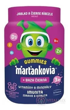 Marťankovia GUMMIES + Baza čierna želatínové tablety, príchuť jablko a čierna ríbezľa 1x50 ks