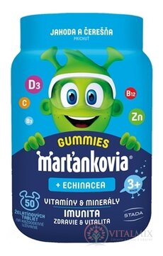 Marťankovia GUMMIES + Echinacea želatínové tablety, príchuť jahoda a čerešňa 1x50 ks
