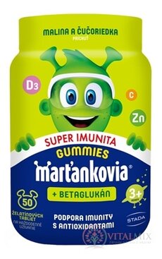Marťankovia GUMMIES Super Imunita + Betaglukán želatínové tablety, príchuť malina a čučoriedka 1x50 ks
