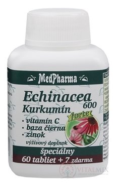 MedPharma ECHINACEA 600 Forte - Kurkumín tbl 60+7 zdarma (67 ks )
