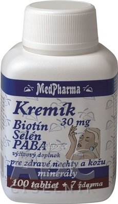 MedPharma KREMIK 30MG+BIOTIN+SE+PABA tbl 100+7 zadarmo (107 ks)
