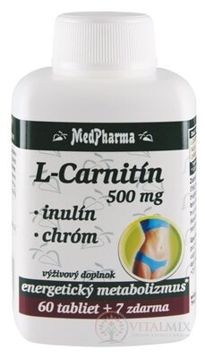 MedPharma L-CARNITÍN 500 MG + INULÍN + CHRÓM tbl 60+7 zadarmo (67 ks)