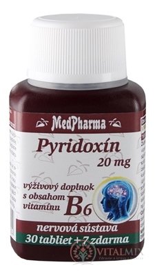 MedPharma PYRIDOXÍN 20 mg  (vitamín B6) tbl 30+7 zadarmo (37 ks)