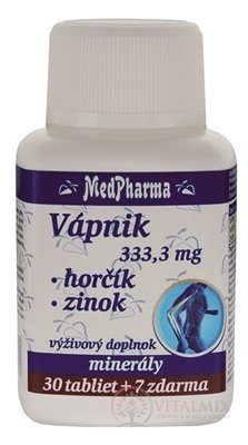 MedPharma VÁPNIK 333,3 mg + Horčík + Zinok tbl 30+7 zadarmo (37 ks)