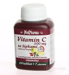 MedPharma VITAMÍN C 500MG so šípkami tbl (s postupným uvoľňovaním) 60+7 zadarmo (67 ks)