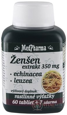 MedPharma ŽENŠEN 350 mg + Echinacea + Leuzea tbl 60+7 zadarmo (67 ks)