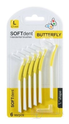 Medzizubné kefky SOFTdent Butterfly L 0,7 mm zahnuté, žlté 1x6 ks