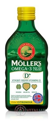 MOLLER´S Omega 3 RYBÍ OLEJ + vitamín D citrónová príchuť 1x250 ml