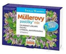 Müllerove pastilky MIX bez cukru, 3 druhy po 12 ks, 1x36 ks