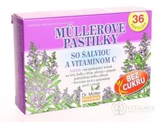 MÜLLEROVE PASTILKY SO ŠALVIOU A VIT. C Bez cukru 1x36 ks