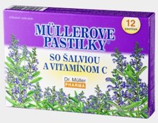 MÜLLEROVE PASTILKY SO ŠALVIOU A VIT. C (pri nachladení) 1x12 ks