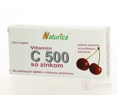 Naturica VITAMÍN C 500 mg so zinkom tbl (cmúľavé tablety) 1x30 ks