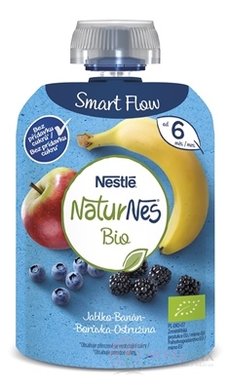 Nestlé NaturNes BIO Jablko Banán Čučoried. Černica kapsička, ovocná desiata (od ukonč. 6. mesiaca) 1x90 g