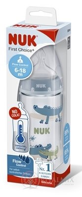 NUK FC+ Fľaša s kontrolou teploty 300 ml, silikónový cumlík flow control (6-18 mesiacov) 1x1 ks