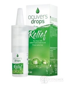 Ocuvers drops Relief očné kvapky s obsahom hyaluronátu sodného 0,21%, 1x10 ml