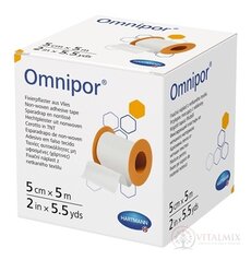Omnipor fixačná náplasť z bieleho netkaného textilu na cievke (5 cm x 5 m) 1x1 ks