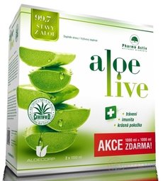 Pharma Activ AloeLive AKCIA šťava z aloe 99,7% (1+1 zadarmo) 2x1000 ml (2000 ml), 1x1 set