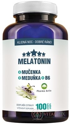 Pharma Activ MELATONÍN + Mučenka + Meduňka + B6 tbl (medovka) (inov.2019) 1x100 ks