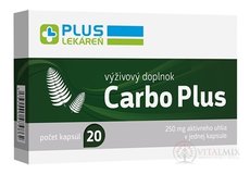 PLUS LEKÁREŇ Carbo Plus cps (aktívne uhlie 250 mg) 1x20 ks