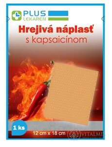PLUS LEKÁREŇ HREJIVÁ NÁPLASŤ s kapsaicínom 12x18 cm, 1x1 ks