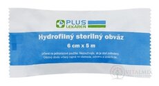 PLUS LEKÁREŇ Hydrofilný sterilný obväz 6 cm x 5 m, 1x1 ks