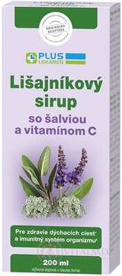PLUS LEKÁREŇ Lišajníkový sirup so šalviou a vitamínom C 1x200 ml