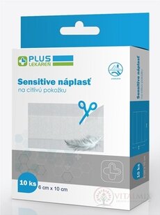 PLUS LEKÁREŇ Náplasť sensitive na citlivú pokožku 6 x 10 cm, 1x10 ks