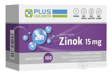 PLUS LEKÁREŇ Zinok 15mg tbl 1x100 ks