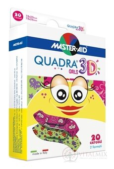 QUADRA 3D GIRLS Náplasť pre dievčatá, 2 veľkosti (78x20 mm, 78x26 mm) 1x20 ks