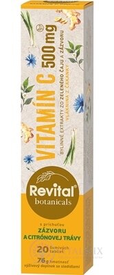 Revital Botanicals VITAMÍN C 500 mg tbl eff s bylinnými extraktmi, s príchuťou zázvoru a citrónovej trávy 1x20 ks
