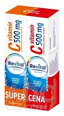 Revital vitamín C 500 mg šumivý DUOPACK tbl eff s príchuťou pomaranča a lesnej jahody 2x20 (40 ks)