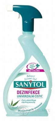 SANYTOL UNIVERZÁLNY ČISTIČ Sprej Eukalyptus, Dezinfekcia 1x500 ml