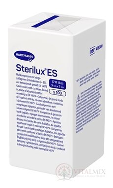 STERILUX ES kompres nesterilný so založenými okrajmi 17 vlákien 8 vrstiev (5x5 cm) 1x100 ks