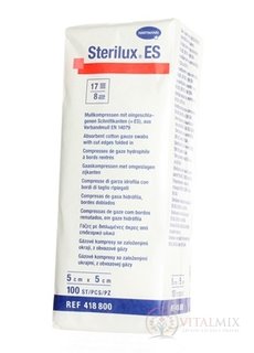 STERILUX ES kompres nesterilný so založenými okrajmi 17 vlákien 8 vrstiev (5x5 cm) 1x100 ks