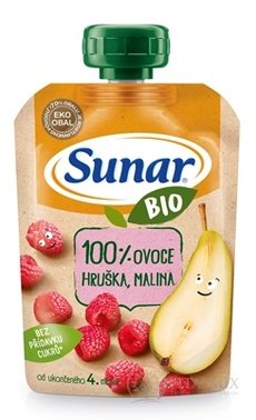 Sunar BIO Kapsička Hruška, malina 100 % ovocia (od ukonč. 4. mesiaca) 1x100 g