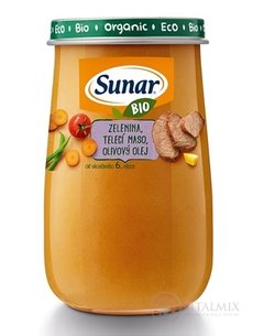 Sunar BIO príkrm ZELENINA, TEĽACIE MÄSO (od ukonč. 6. mesiaca) 1x190 g