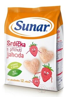 Sunar Detský snack Srdiečka s príchuťou jahoda (od ukonč. 12. mesiaca) 1x50 g