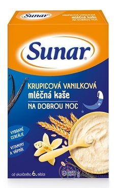 Sunar KRUPICOVÁ VANILKOVÁ KAŠA mliečna DOBRÚ NOC (od ukonč. 6. mesiaca) 1x225 g