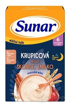 Sunar mliečna KAŠA KRUPICOVÁ Na dobrú noc príchuť škorica, jablko (od ukonč. 6. mesiaca) 1x210 g