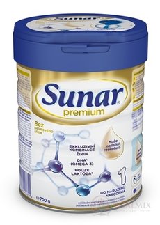 Sunar Premium 1 počiatočná mliečna výživa (od narodenia) 1x700 g