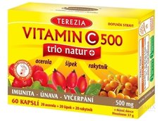 TEREZIA VITAMÍN C 500 trio natur+ cps (acerola 20 ks + šípka 20 ks + rakytník 20 ks) 1x60 ks