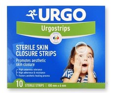 URGO Urgostrips STERILE SKIN CLOSURE STRIPS sterilné samolepiace chirurgické stehy (100 mm x 6 mm) 1x10 ks