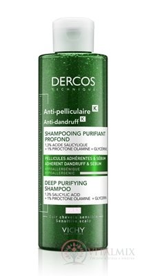 VICHY DERCOS ANTI-PELLICULAIRE šampón proti lupinám s peelingovým efektom, na mastné vlasy 1x250 ml